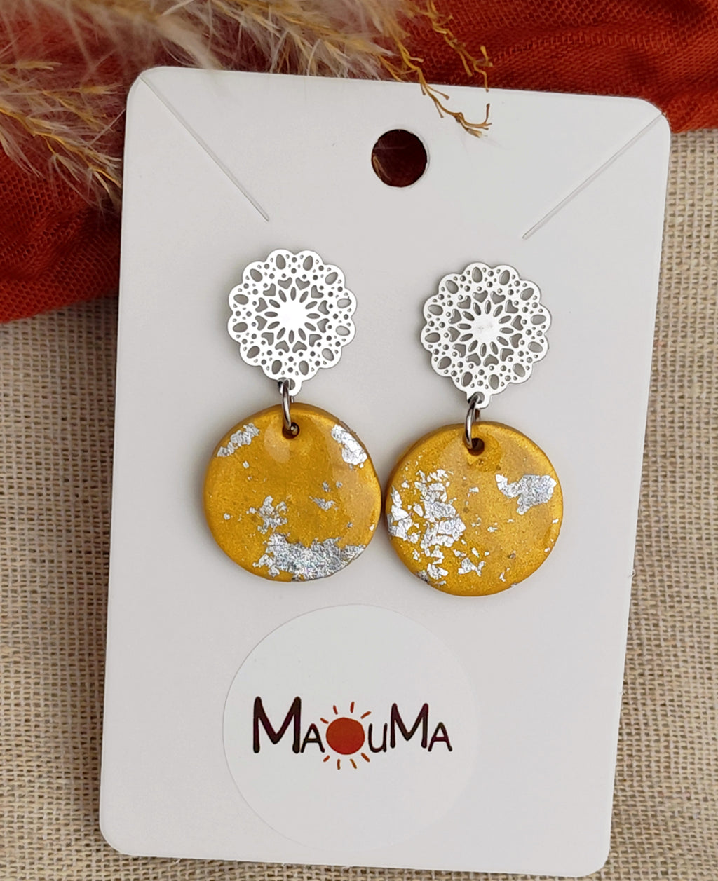 Boucles d'oreilles pendantes "Soleil d'été"