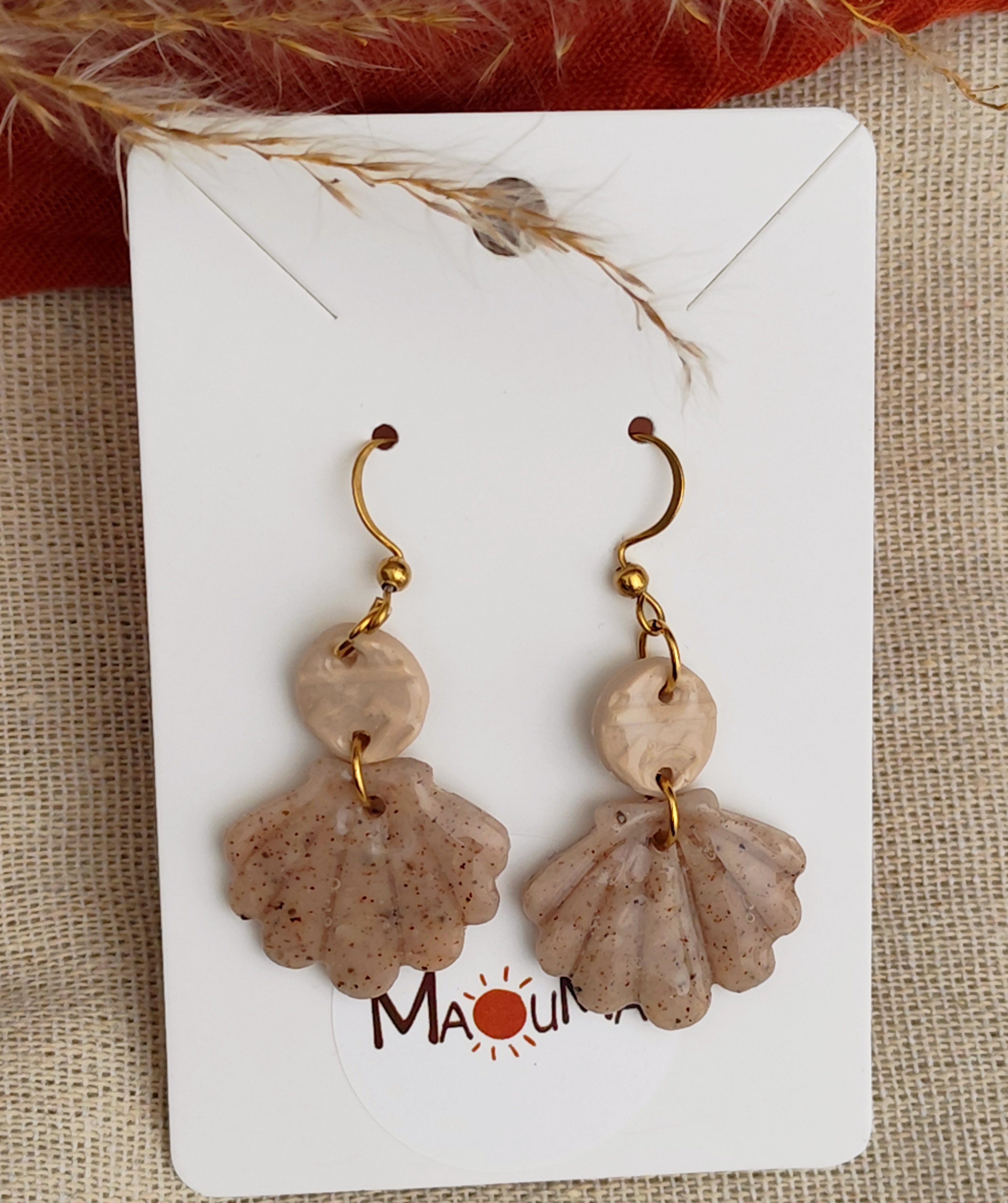 Boucles d'oreilles pendantes "Coquillage"