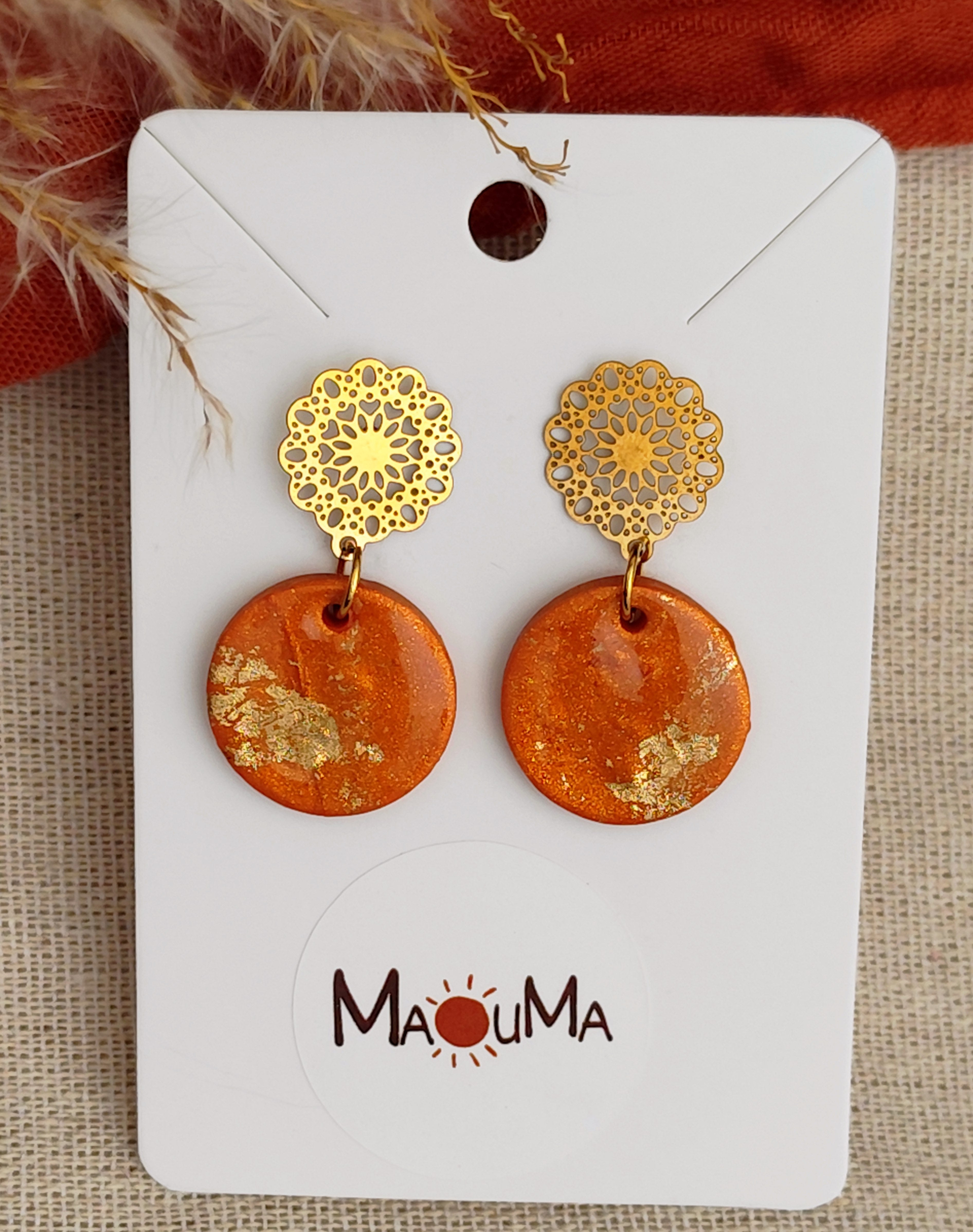 Boucles d'oreilles pendantes "Soleil d'été"