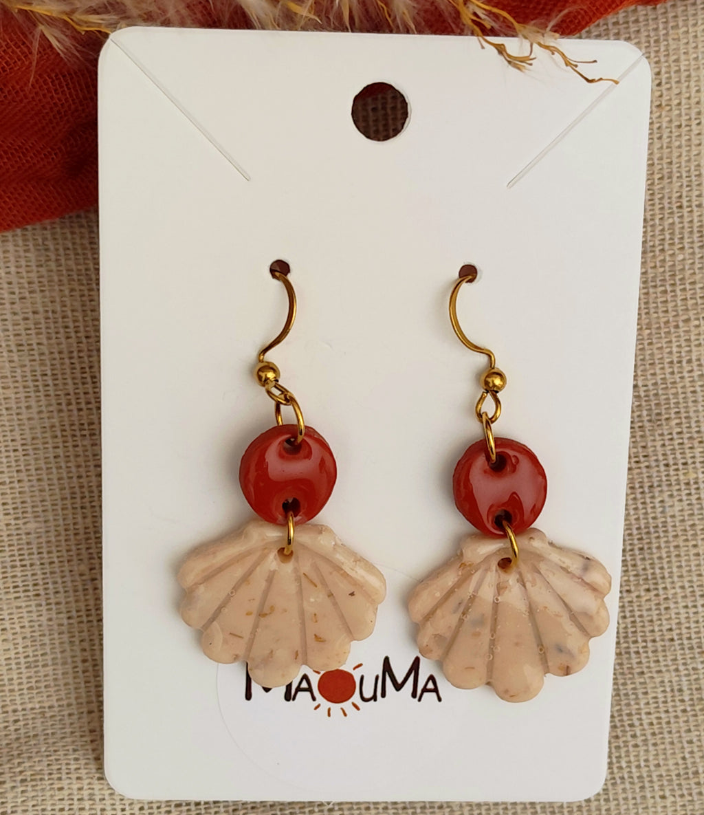 Boucles d'oreilles pendantes "Coquille"