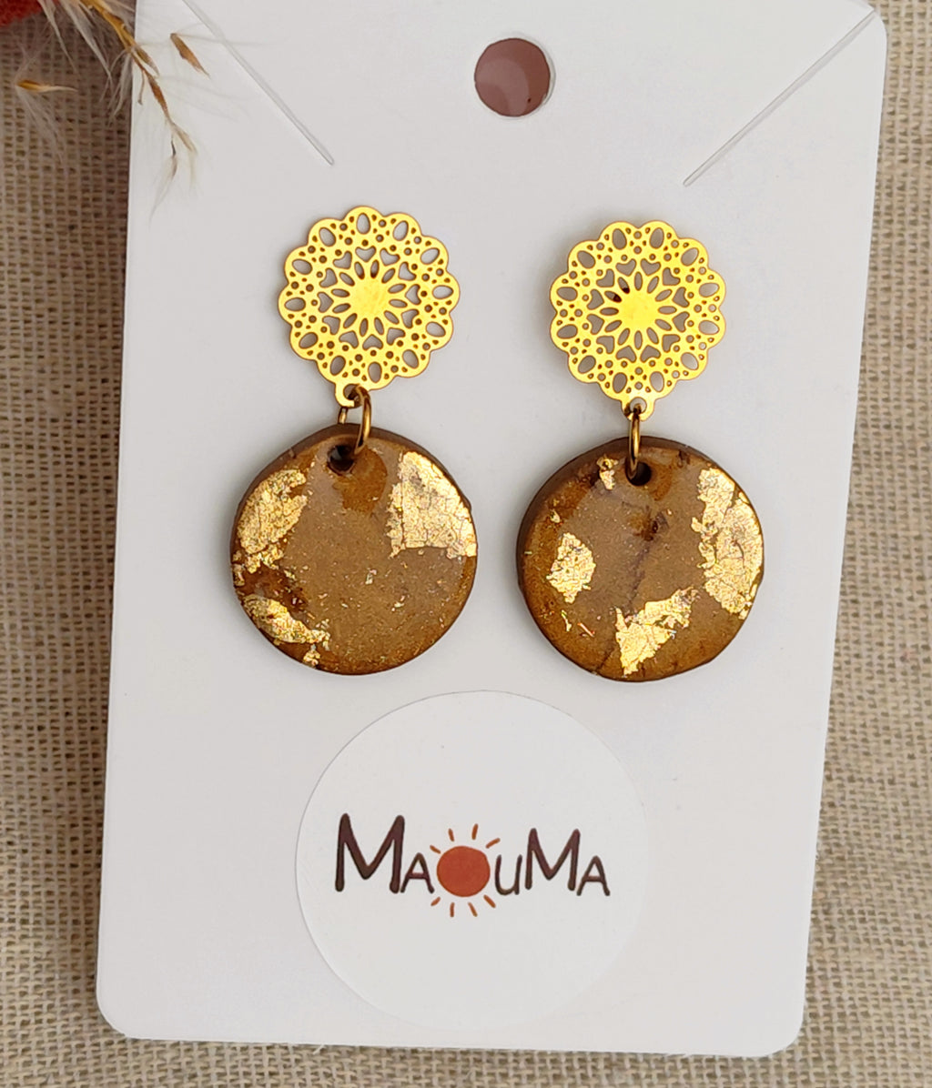 Boucles d'oreilles pendantes "soleil d'été"