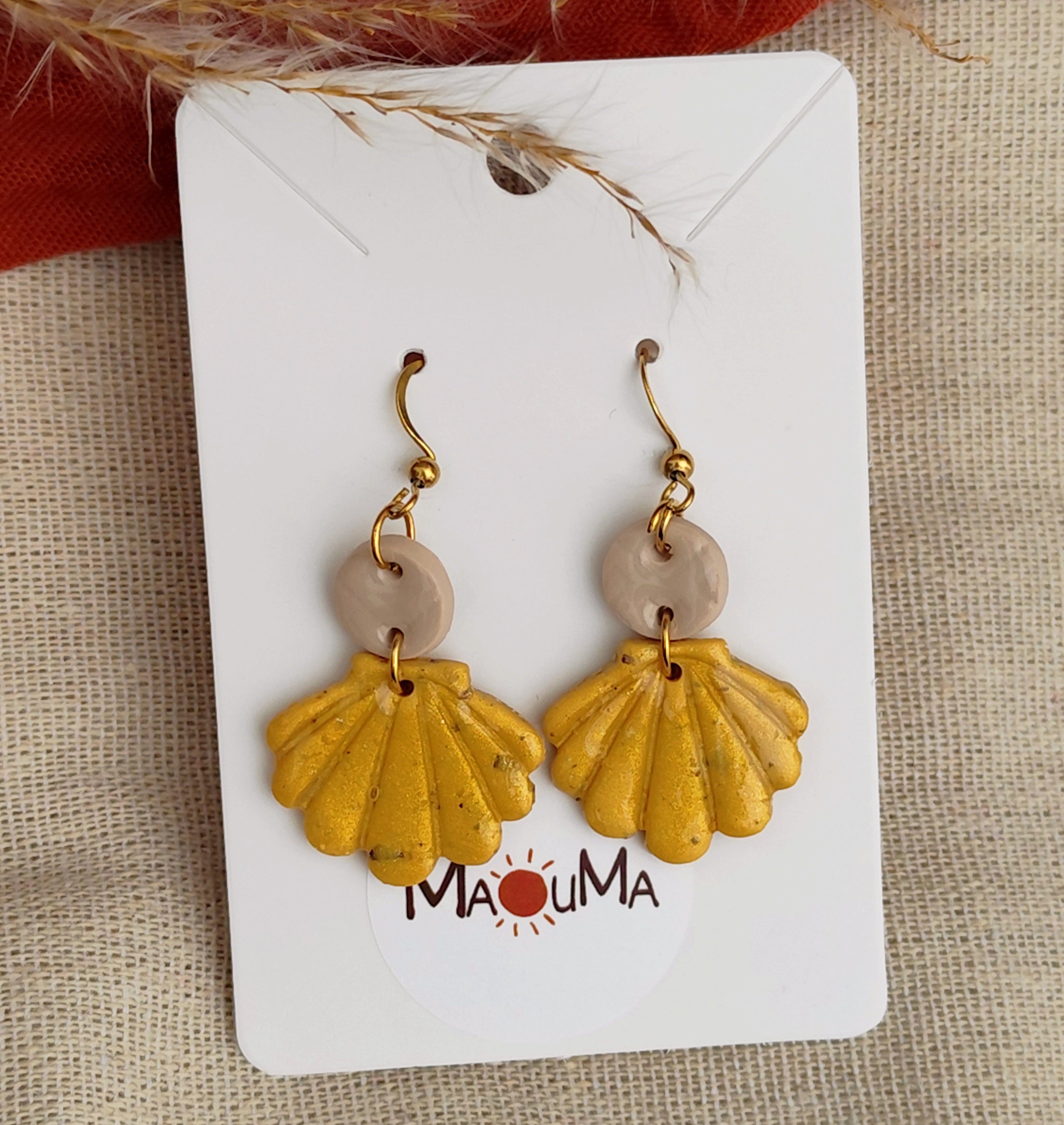 Boucles d'oreilles pendantes "Coquillage"